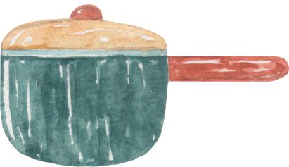 Watercolor Sauce Pan Illustration