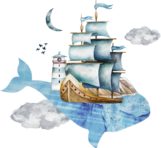 Watercolor dream ship